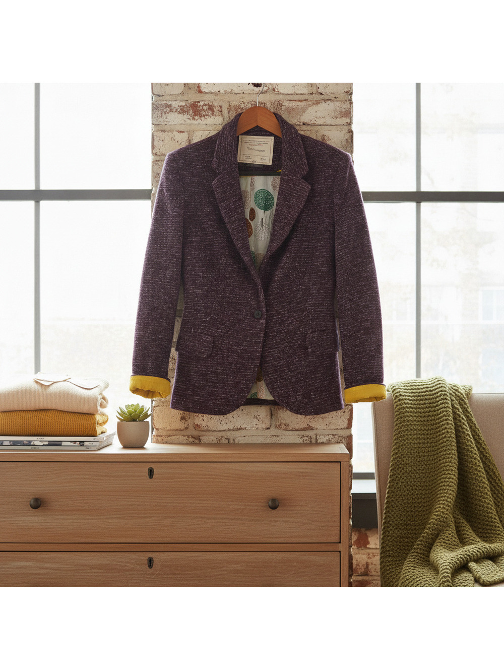 Cartonnier Purple Tweed Blazer Medium Women